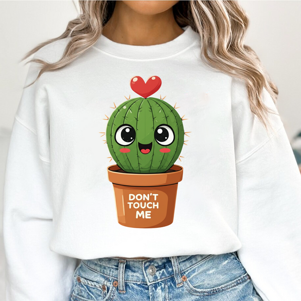 Kawaii Cactus Don’t Touch Me Dark Green Sweatshirt