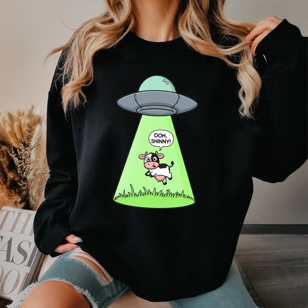 Funny UFO Cow Abduction Red Sweatshirt